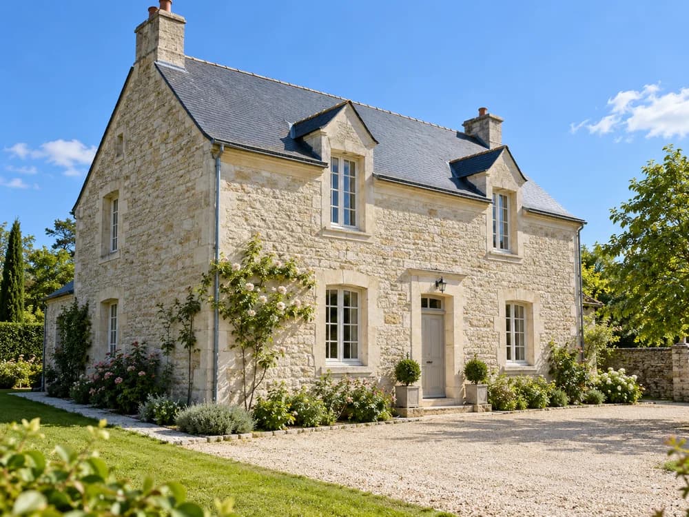Maison en pierre restaurée — illustration de démonstration